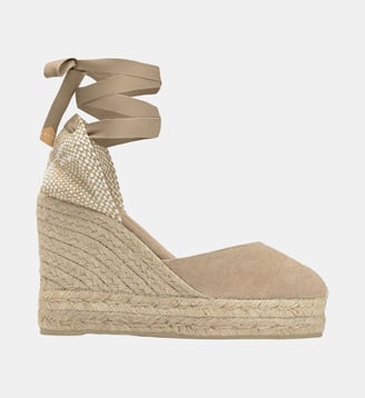 Espadrille compensée en coton organique à lacets CARINA - Castaner - Sable
