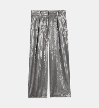 Pantalon ornée de sequins argentés - DKNY - Silver
