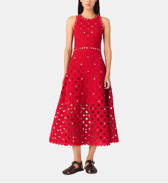 Robe en crochet avec miroirs - Maje - Rouge