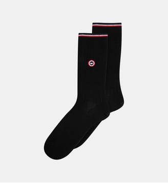 Chaussettes mi-hautes noires en fil d'Écosse - Le Slip Francais - Noir et rouge