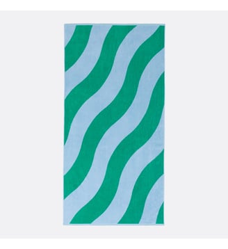 Serviette de plage éponge velours - La Redoute Interieurs - Bleu turquoise
