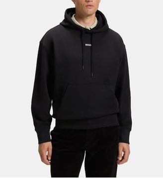 Hoodie droit coton molleton signature - BOSS - Noir