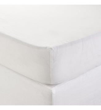 Drap Housse  Lin lavé légèrement froissé - Madura - Blanc pur
