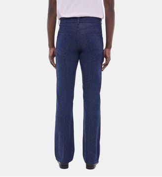 Pantalon évasé 5 poches en coton et lin - Fursac - Indigo