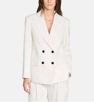 Veste de tailleur rayée - Sandro - Écru et noir