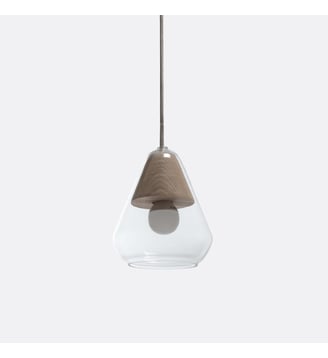 Suspension verre et bois Ø14 cm - La Redoute Interieurs - Naturel