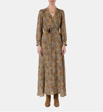 Robe longue portefeuille à fleurs - RIMAYA Gerard Darel