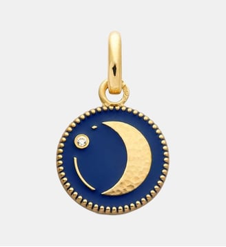 Pendentif Or Jaune & Diamant Lune - Arthus Bertrand - Bleu marine