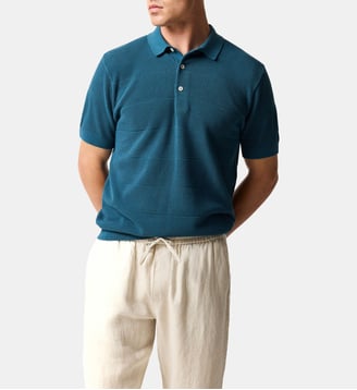 Polo slim en coton tricot à manches courtes Masons Flat - Rodd & Gunn - Bleu sarcelle
