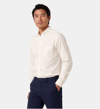 Chemise manches longues popeline de coton - Serge Blanco - Blanc