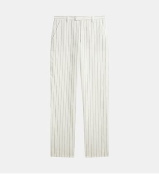 pantalon Ameline en lin et coton à rayures blanches - Agnès b. - Blanc lys