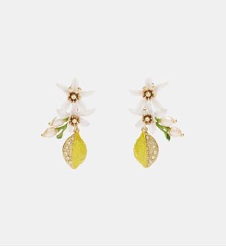 Boucles d'oreilles Demi Citron et fleurs de citronnier - Les Néréides - Jaune