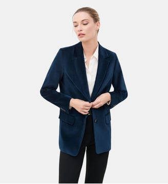 Veste voltige velours - Motif uni - Caroll - Bleu marine