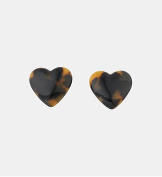 Boucles d'oreilles cœurs en résine écaille - Balaboosté - Marron