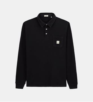 Polo droit en coton armure  - Serge Blanco - Noir