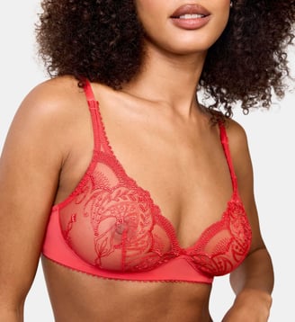 Soutien-gorge triangle sans armatures Poésie rouge - Maison Lejaby - Amor