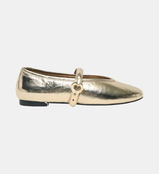 Ballerines en cuir metallisé - Maje - Doré clair