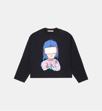 T-shirt à manches longues avec imprimé Marni