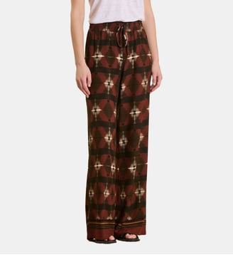 Pantalon large taille haute à imprimé - La Fée Maraboutée - Mahogany