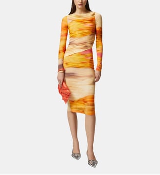 Robe midi bodycon imprimé paysage - Pinko - Multicolore