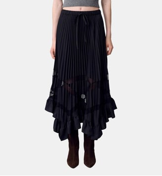 Jupe fluide Seloda asymétrique - Claudie Pierlot - Noir