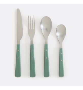 Ménagère 16 pièces manches rivetés - La Redoute Interieurs - Vert céladon