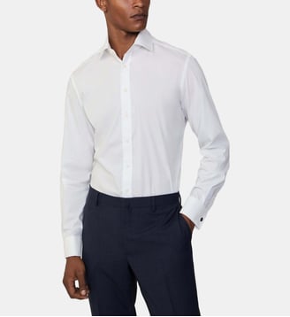 Chemise Formelle Coupe Ajustée En Popeline Stretch - Hackett London - Blanc