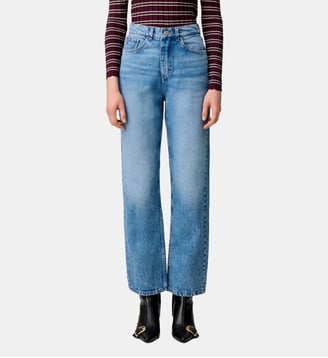 Jean droit denim delavé - Claudie Pierlot - Denim bleu