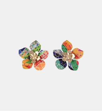 Boucles d'oreilles fleurs Balagane imprimé mosaïque - Balaboosté - Multicolore