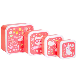 Lot de 4 boîtes à goûter - A Little Lovely Company - Rose