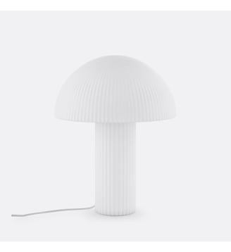 Lampe champignon verre opalin strié H41,7 cm - La Redoute Interieurs - Blanc