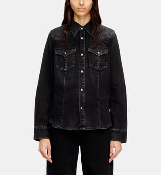 Chemise western en denim traité - Diesel - Noir