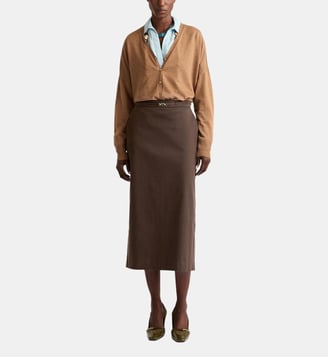 Jupe percy en gabardine stretch - Momonì - Brun