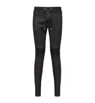 Pantalon Biker en cuir Noir - Balmain | Galeries Lafayette