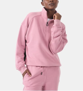 Sweatshirt demi-zippé Line - Jott - Rose antique