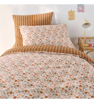 Housse de couette enfant gaze/coton lavé - La Redoute Interieurs - Écru et caramel