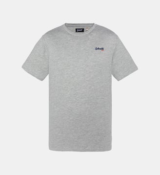 T-shirt brodé gris chiné Schott