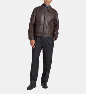 blouson en cuir - Agnès b. - Marron togo