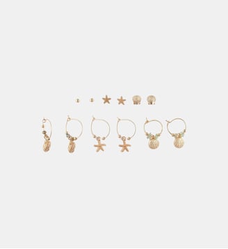 Set x6 paires de créoles et puces d'oreilles mer - Balaboosté - Doré