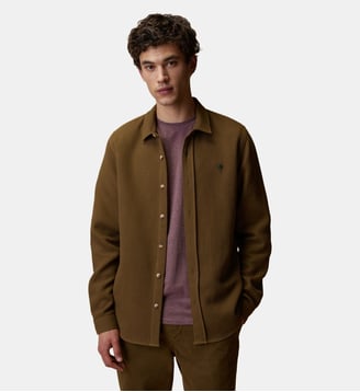Chemise effet nid d'abeille - Faguo - Vert olive foncé