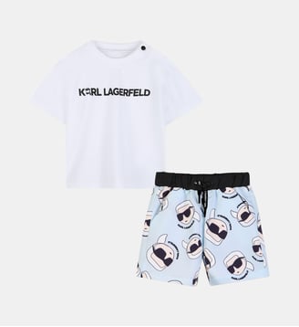 Ensemble t-shirt et short de bain - Karl Lagerfeld Kids - Blanc