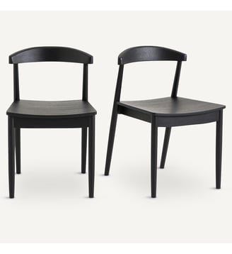 Lot de 2 chaises chêne teinté noir - AM.PM - Chêne teinté noir