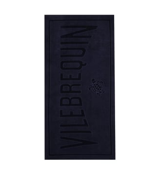 Serviette de plage jacquard coton bio - Vilebrequin - Bleu marine