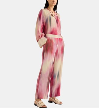 Pantalon rancho en viscose imprimée - Momonì - Rouge