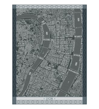Torchon À vol d'oiseau Lyon - Le Jacquard Francais - Gris zinc