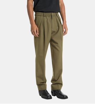 Pantalon à ceinture élastique en laine - Balmain - Kaki
