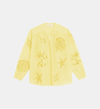 Blouse manches longues col v imprimé broderie BOLIANE - La Petite Etoile - Jaune