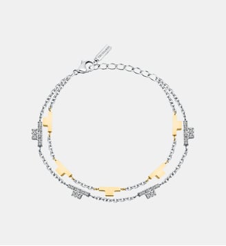 Bracelet en acier, cristaux, T-LOGO - Trussardi - Or et argent