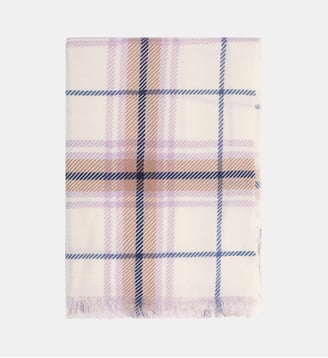 Étole imprimée tartan - Bompard - Naturel et jacinthe