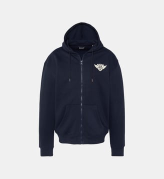 Sweatshirt zippé à capuche army - Schott - Bleu marine